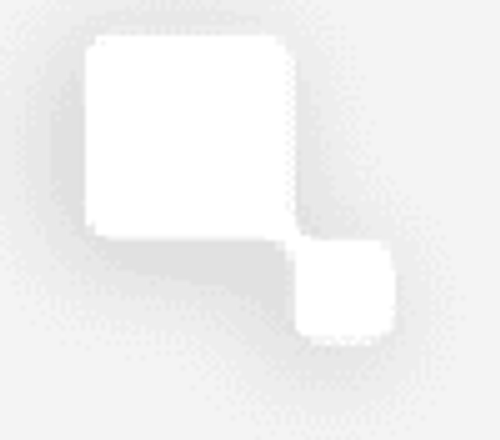 An enlarged photo of the custom pointer in the featured image. There is a white background. The custom pointer itself is a large rounded square with a much smaller rounded square attached to the larger squares lower right corner. Both squares are white.